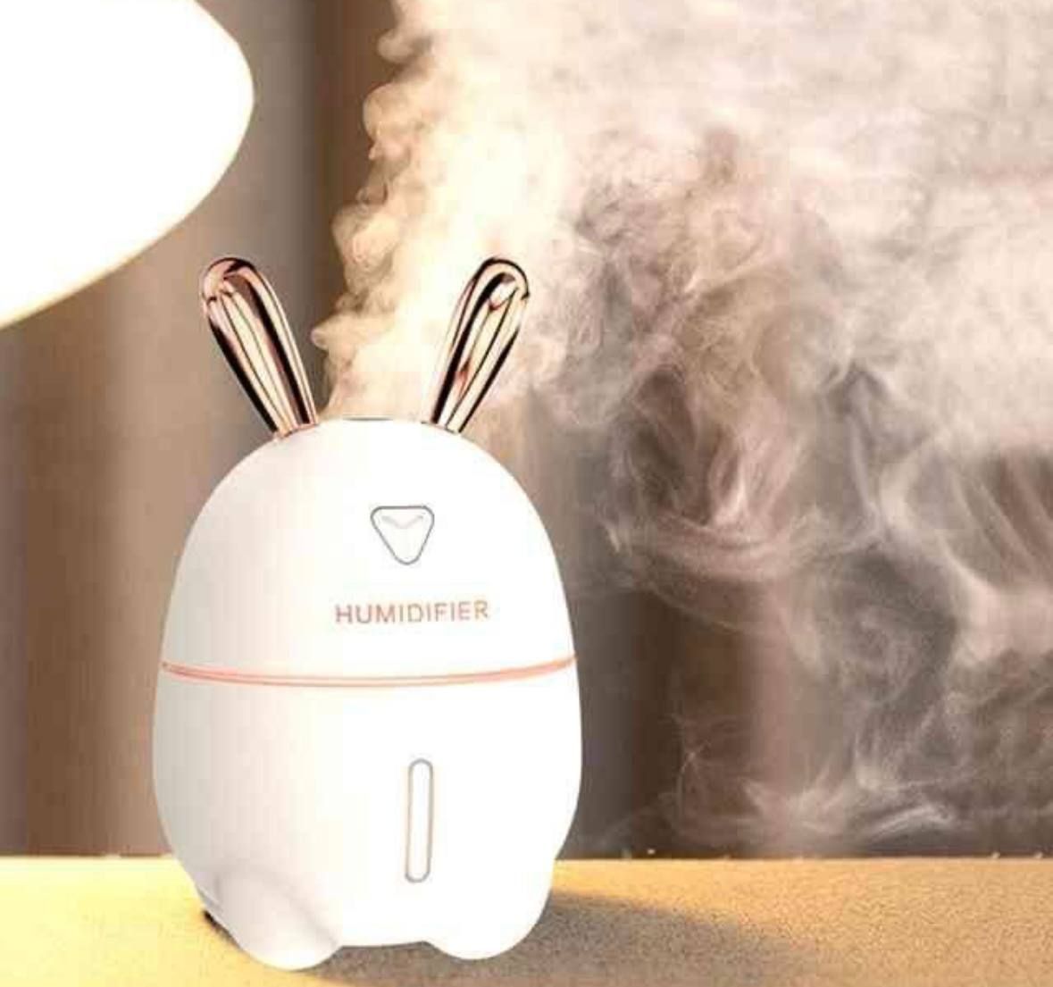 Увлажнитель воздуха и ночник 2в1 Humidifiers Rabbit кролик зайчик Заяц, портативный универсальный стильный милый ультразвуковой Диффузор освежитель с подсветкой, бесшумный распылитель для ароматерапии, аромолампа