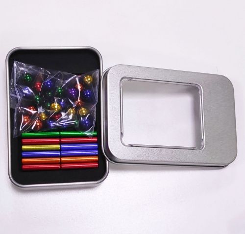 Магнитный необычный Конструктор Buckyballs & Buckybars цветной Бакибарс неокуб головоломка антистресс магнитные палочки и стальные шарики для развития моторики рук, для отвлечения, детская интелектуальная интерактивная игрушка 3D моделирование 64 детали
