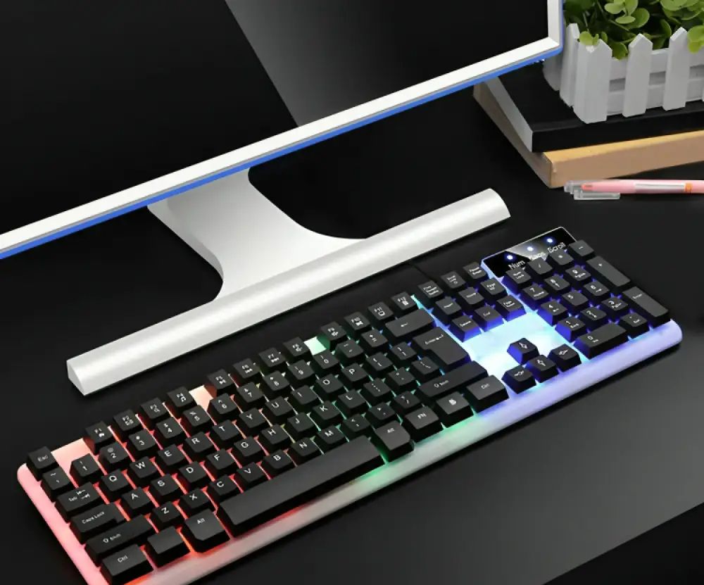 Клавиатуры KT-7300 / K-7300 С Подсветкой RGB, геймерская проводная USB яркая удобная функциональная игровая клавиатура ENG/RUS для ПК,для компютера для игр и для повседневной работы на русском