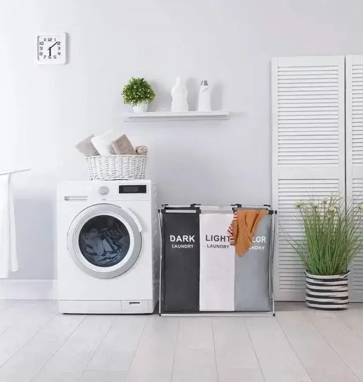 Корзина для белья складная 120л с 3 отсеками Laundry Basket, Корзина-органайзер для сортировки грязного белья