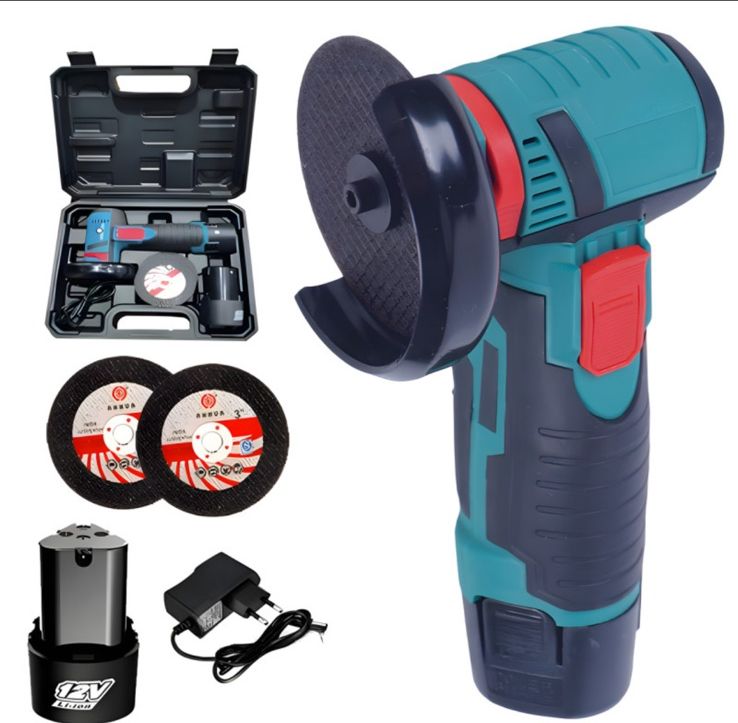 Аккумуляторная мини болгарка Makita 12v с двумя аккумуляторами в кейсе, Электроболгарка 2 диски