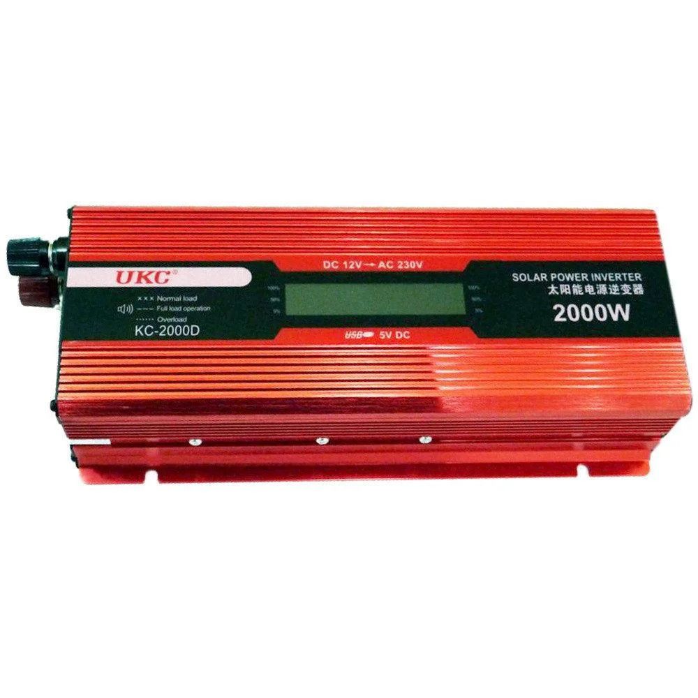 Преобразователь UKC авто инвертор 12V 220V AC/DC KC-2000D 2000W с LCD дисплеем
