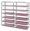 Тканевый складной шкаф для обуви на 2 секции Shoe Cabinet YQF-2266 на 12 полок, двойной шкаф органайзер для хранения обуви
