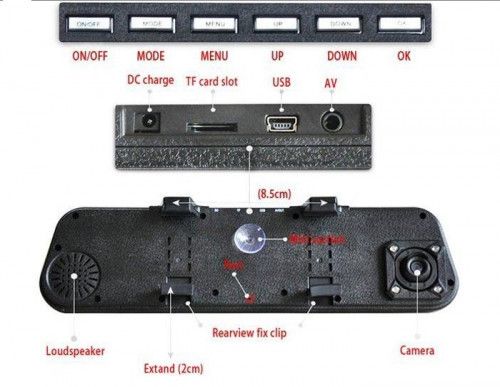 Видеорегистратор DVR-806, зеркало заднего вида с видеорегистратором