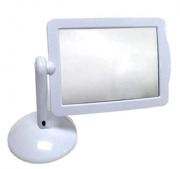 Увеличительная настольная лупа Brighter Viewer с LED подсветкой на батарейках белая поворотная на 360, большой увеличивающий экран