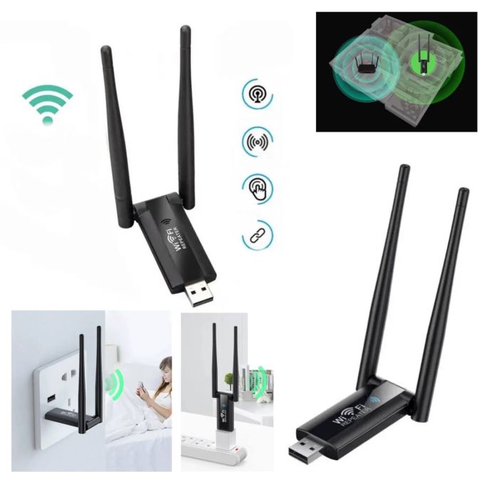 USB Wi-Fi репитер, USB-транслятор усилитель WiFi сигнала на 2 антенны, двухантенный беспроводной расширитель диапазона Wi-Fi сигнала, совместим практически со всеми роутерами, для многокомнатного дома или офиса
