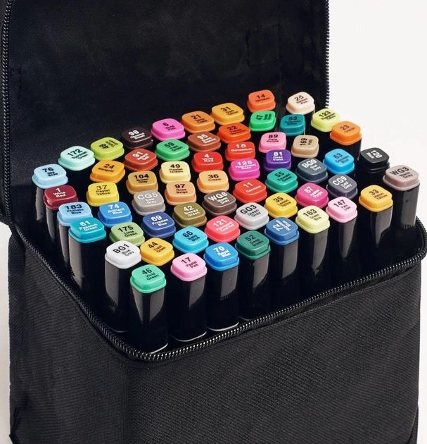 Набор разноцветных маркеров для скетчинга и рисования 60 штук в упаковке, двусторонние профессиональные художественные маркеры